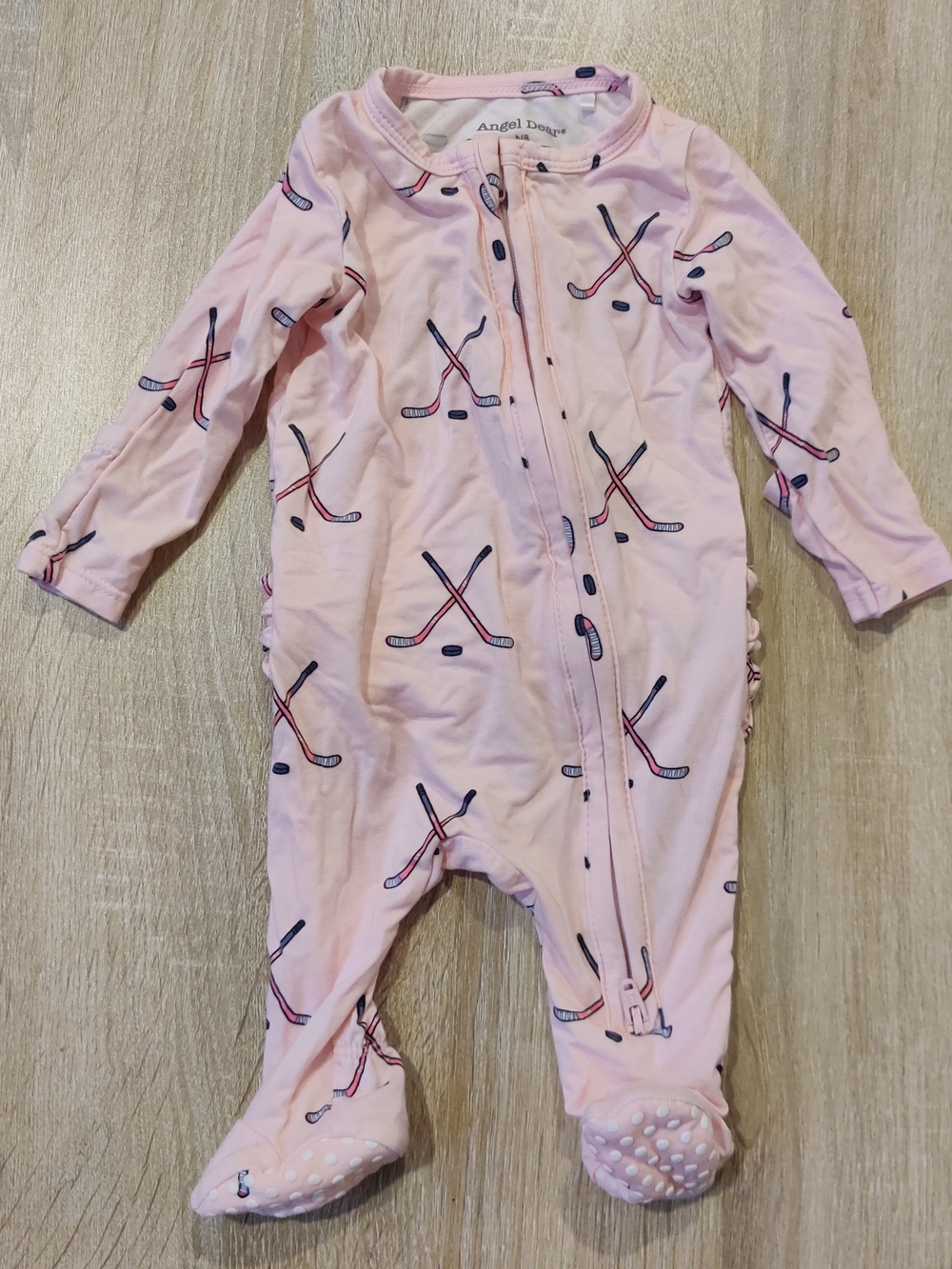 Angel Dear Pink Hockey-Stick Footed One-Piece Size Newborn
